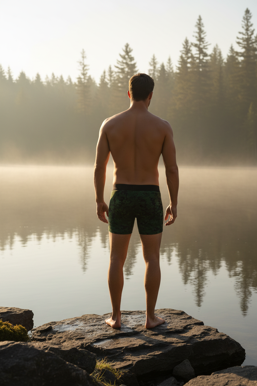 Hunter Green Camo - Misty Lake at Dawn